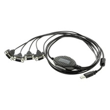 Gearmo 4 Port USB to RS232 Serial Adapter with FTDI Chipset 4 Port, Black