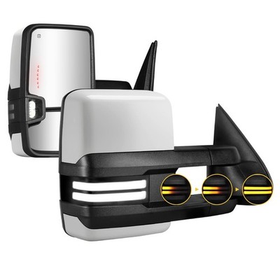 Mirrors Painted White Switchback Turn Lights Chevy Silverado GMC Towing Sierra