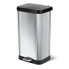 Glad Step Trash Can Soft Close Lid Bin with Odor Protection 20 Gal Stainless
