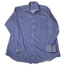 BUGATCHI CLASSIC FIT Mens 100 COTTON POINT COLLAR SHIRT STRIPED XL blue purple