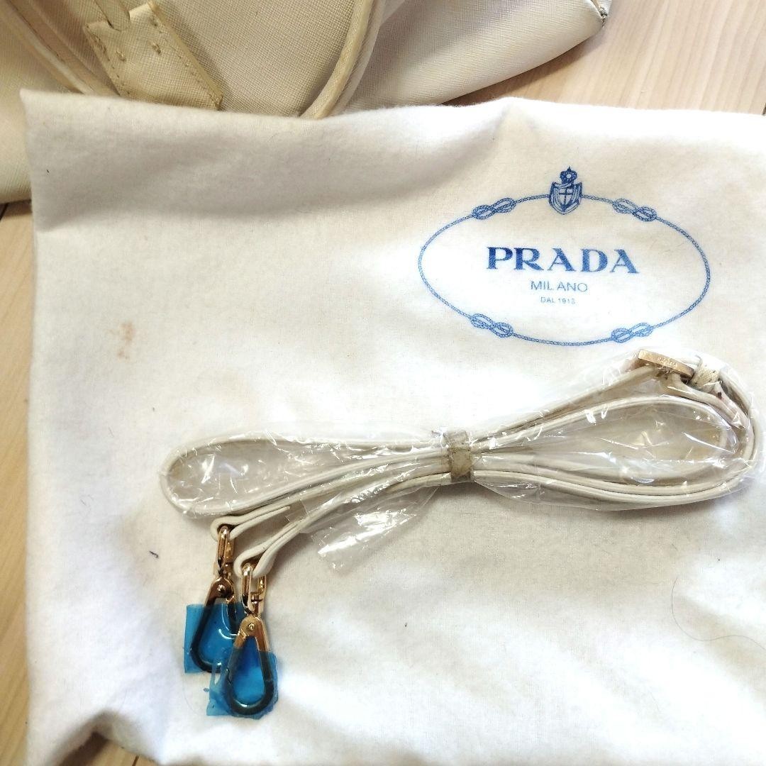 Prada Galleria White Leather Handbag AB Used Shoulder Bag Belt thumbnail 13