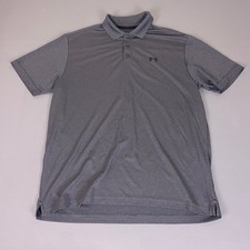 Under Armour Golf Polo Shirt Men's Size XL Gray HeatGear Loose Fit Short Sleeve
