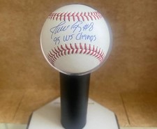 JAVY LOPEZ #8 95 WS CHAMPS SIGNED AUTOGRAPHED M.L. BASEBALL JSA AUTH