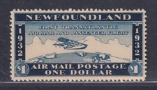 Newfoundland Canada Air Mail 1932 $1 Blue Wayzata Cinderella Label