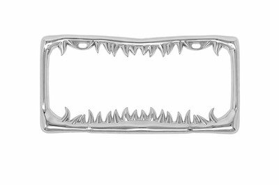 Universal Metal Shark Tooth Teeth Jaws License Plate Frame Cool Design Chrome