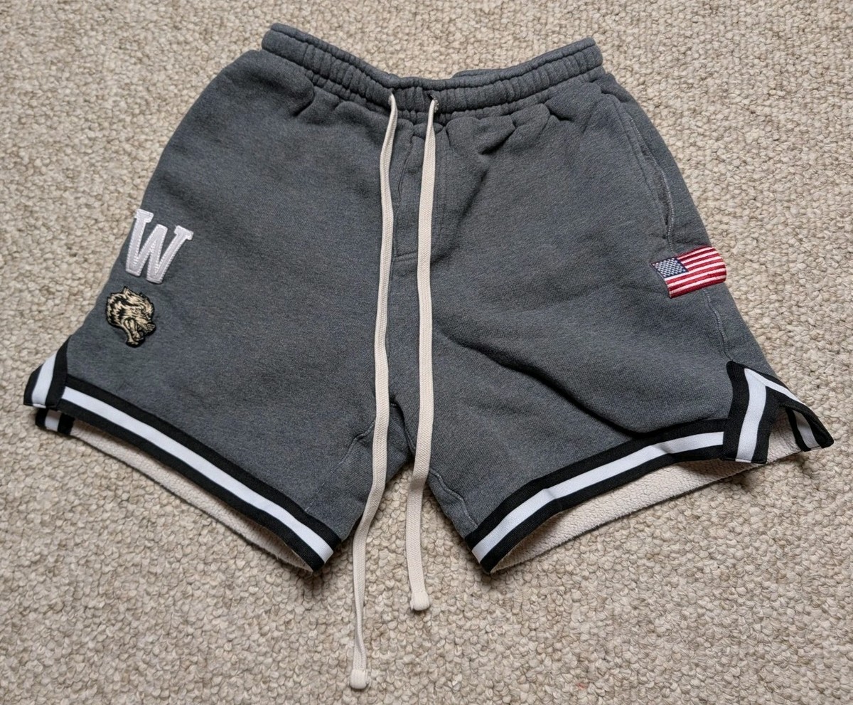 Darc Sport WOLVES CLUB FRENCH TERRY COURT SHORTS IN GREY size 