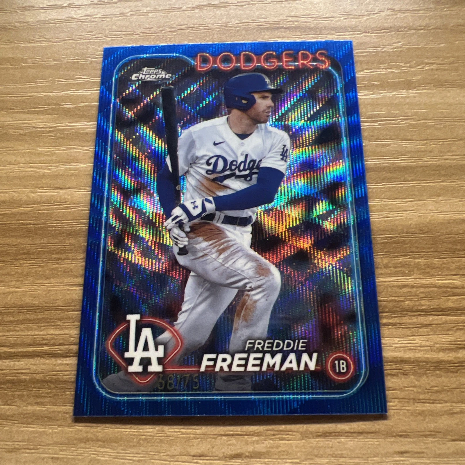 2024 Topps Chrome Freddie Freeman #4 Blue Wave Refractor Numbered 68/75