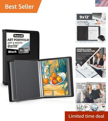 Stylish 9x12 Art Portfolio Folder - Black Mounting Paper & Archival Protection