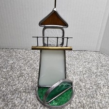Vintage Stained Glass Lighthouse Free Standing Decor Beach Nautical Approx 5.25"