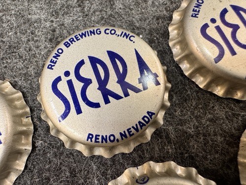 SIERRA BEER Reno Brewing Company Vintage UNUSED Bottle Cap Lot 6 Cork Back Caps - Picture 6 of 9