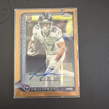 2025 Topps Chrome Xavier Restrepo RC Auto /50 Tennessee Titans Gold Refractor