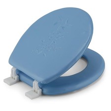 J V Textiles Embroidered Soft Round Toilet Seat With Easy Clean  Change Hinge,