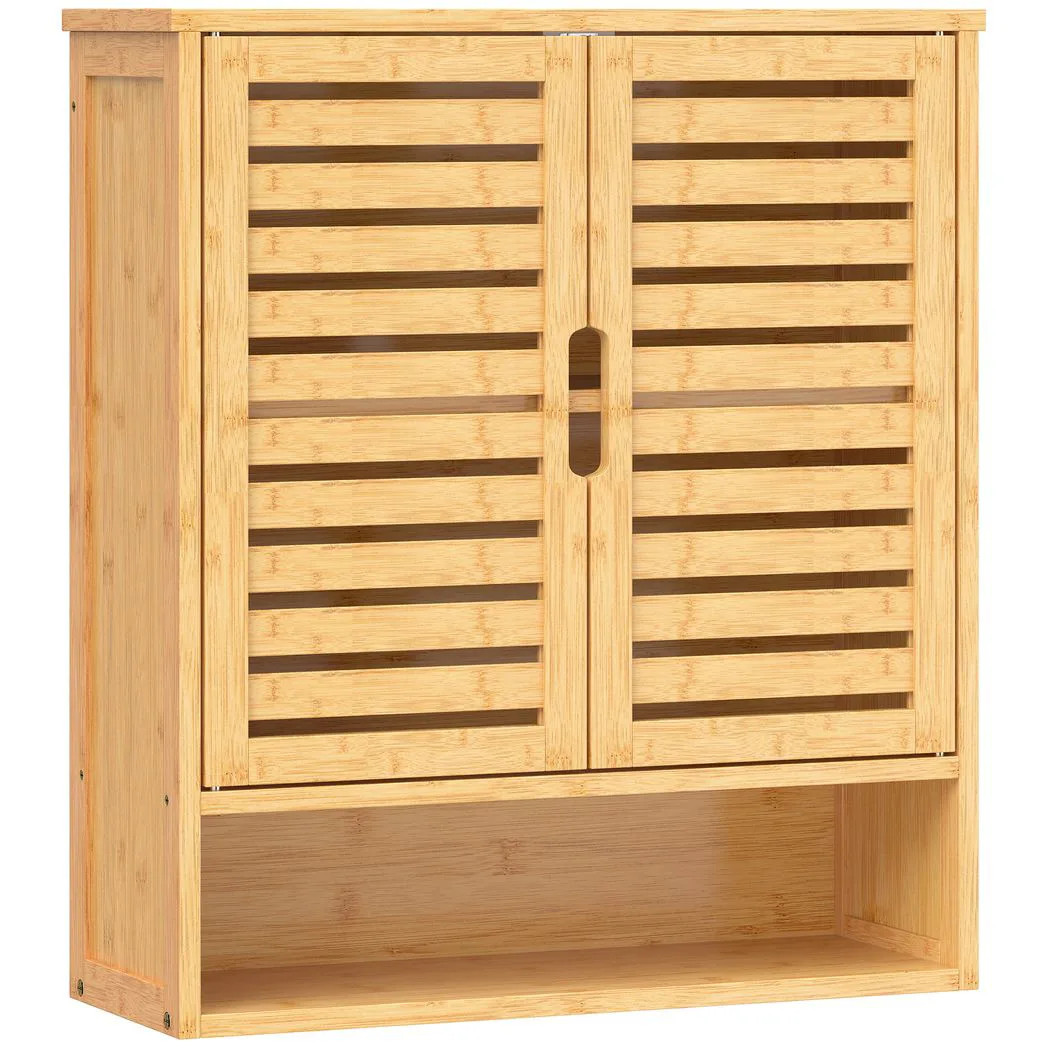 B&Q -  Wall Mounted Bathroom Cabinet With 2 Louvered DoorsOpen Shelf - Image 2