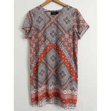 Mink Pink - Orange Paisley Patchwork Tee Shirt Dress Women's Size M