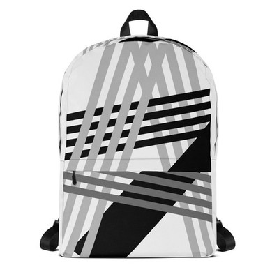 Child/Youth Backpack with stripes design | black gray white
