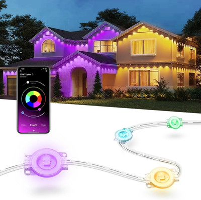 300Ft Smart RGB Outdoor Lights with App Control - Waterproof Holiday Decor