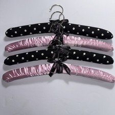 Padded "PARIS" Hangers by Once Upon A Rose Pink  Black, Never Used, SET of 4 