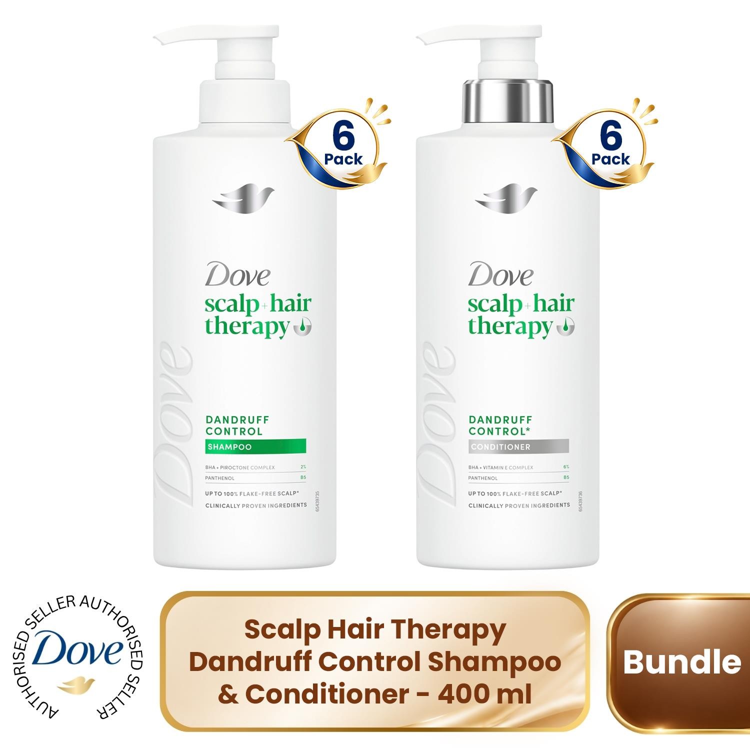 Dove Scalp + Hair Therapy Dandruff Control Shampoo & Conditioner Duo 400ml, 6pk