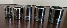 Snap-on New 5 Pc 38 Dr Sae 6 Point Flank Drive Shallow Socket Set 716 - 1116