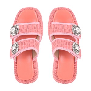 Womens Rhinestone Flip Flop Flat Slide Sandals Platform Mules Slippers Shoes US9