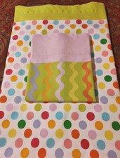 Little Miss Matched Twin Flat Sheet Pillowcase Polkadots Stripes Waves