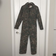 Vtg Mossy Oak Coveralls Youth Large Greenleaf Camo Insulated Hunting USA