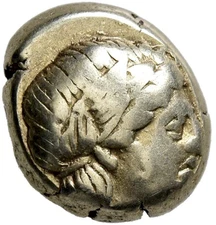 Classical Greek - Island of Lesbos, Mytilene (377-326 BC) EL Hecte, Apollo Coin