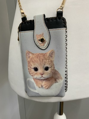 Katze Umhängetasche Umhängetasche Mini Beutel Kettenriemen 18 x 11 cm süß