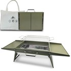 Portable Charcoal BBQ Grill Large Foldable 18x13 Inch Green Camping Garden