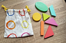 Lovevery Montessori Colorful Wooden 7 Blocks With Drawstring Bag