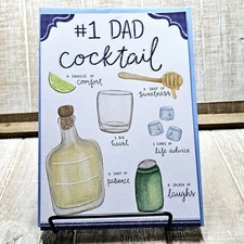 Designer Greetings Father's Day Card Cocktails #1 Dad Blue Glitter