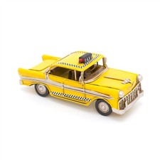 16cm Retro New York City Taxi Tin Model Car | American Yellow Cab Taxi Ornament