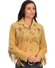 Vtg Scully Tan Suede Sz S Fringe Leather Jacket 750