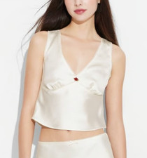 NEW Wild Fable Women's Satin Rosette Deep V Neck Tank Top Size XXS