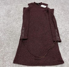 Jessica Simpson Sweater Dress Brown Long Sleeve Cold Shoulder Women's Small NWT