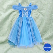 Girls Blue Princess Costume Dress Size 6-8 Velvet Bodice Glitter Tulle Dress Up