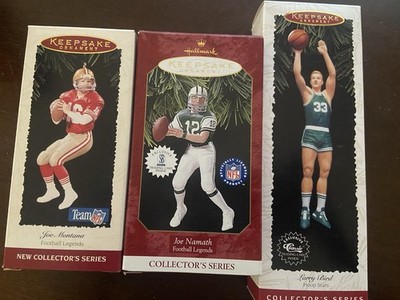 Joe Namath & Montana Larry Bird Hallmark Ornaments Sports NFL NBA Christmas