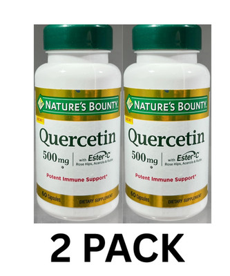 2 Pack Nature's Bounty Quercetin 500mg, 60 Capsules Ea, Exp 01/27