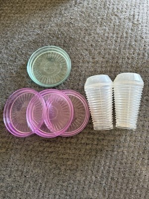 Tupperware Vtg Coasters 3 Pink 1 Grn/blu. Hartin Intern salt & pepper shakers. 