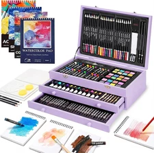 194 Piece Deluxe Art Set, Painting Drawing Art Supplies with 4 Drawing Pads, Acr