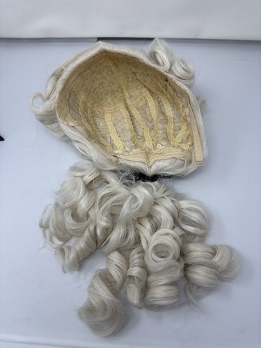 Beige Colonial Mens Historical Judge Lawyer Costumes White Wig