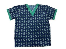 Seattle Mariners Handmade Scrub Top L/XL Cotton Logo