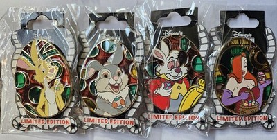  DSF DSSH 2012 Eas. Stained Glass Egg Pin Set LE 150 Jessica Rabbit Pooh Thumper
