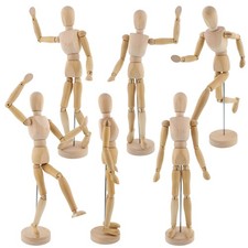 US Art Supply 12 Male Manikin Set of 6 Wooden...