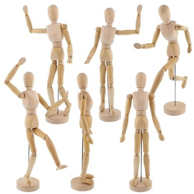 US Art Supply 12'' Male Manikin Set of 6 Wooden Art Mannequin Figure