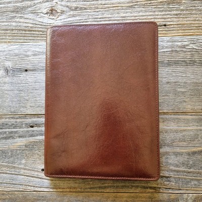Van der Spek Luigi Raphael A5 Zip Chestnut Leather Writing Case w/ Notepad