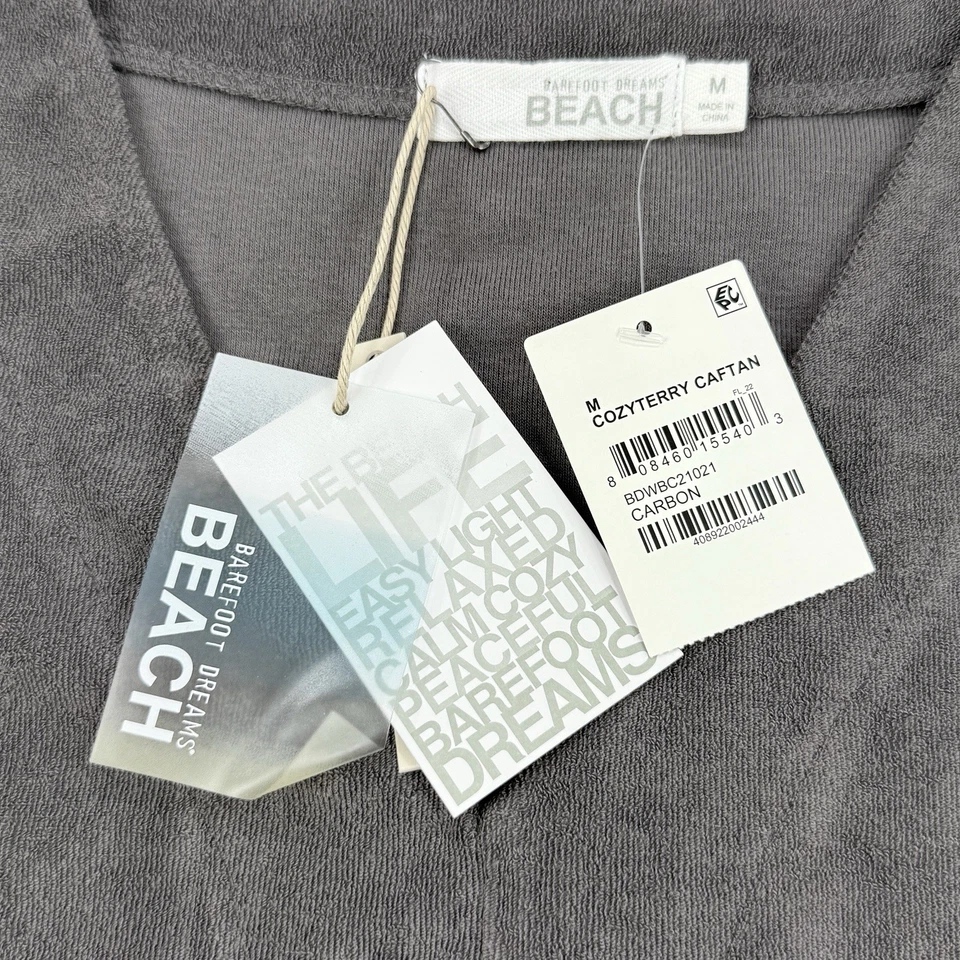 Caftán Barefoot Dreams Beach Cozyterry para mujer M gris nuevo con etiquetas salón de vacaciones Foto 2 de 4