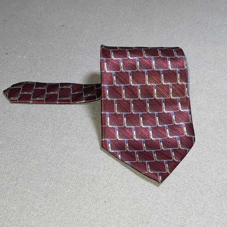 Corbata ancha Dockers para hombre roja azul blanca geométrica 100 % seda hecha en Corea Foto 4 de 4