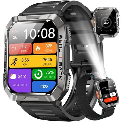 Smartwatch Herren Fitnessuhr mit Telefonfunktion, Kompass, IP68, 100+ Sportmodi