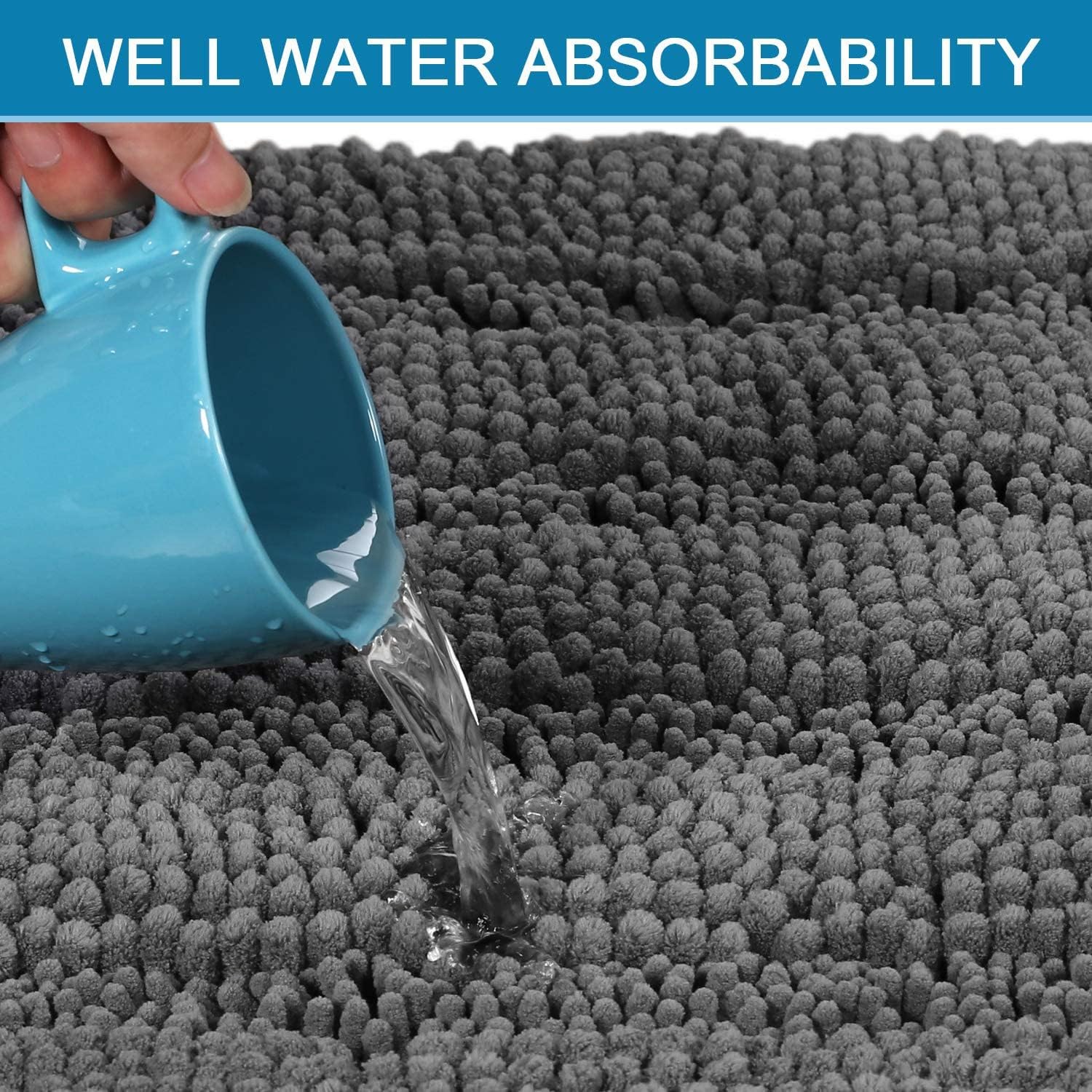 H.VERSAILTEX Bath Rugs Set 2 Piece - Contour Rug & Toilet Mat - Non-Slip, Washab